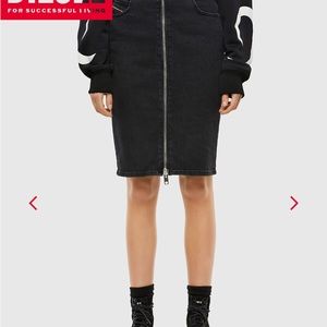 DIESEL-size 27- black denim midi pencil skirt with zipper.